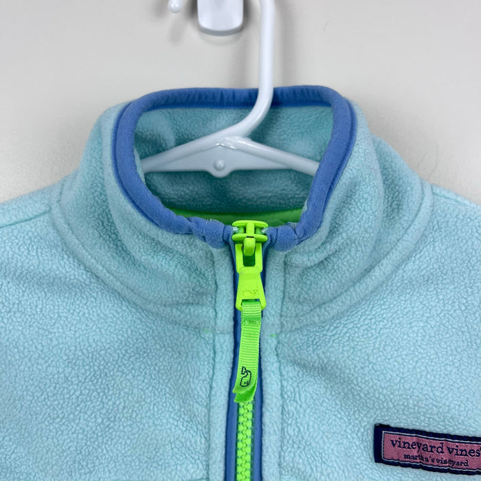 Vineyard Vines Girls' Harbor Fleece Glow 1/2 Zip Crystal Blue Heather M 10-12