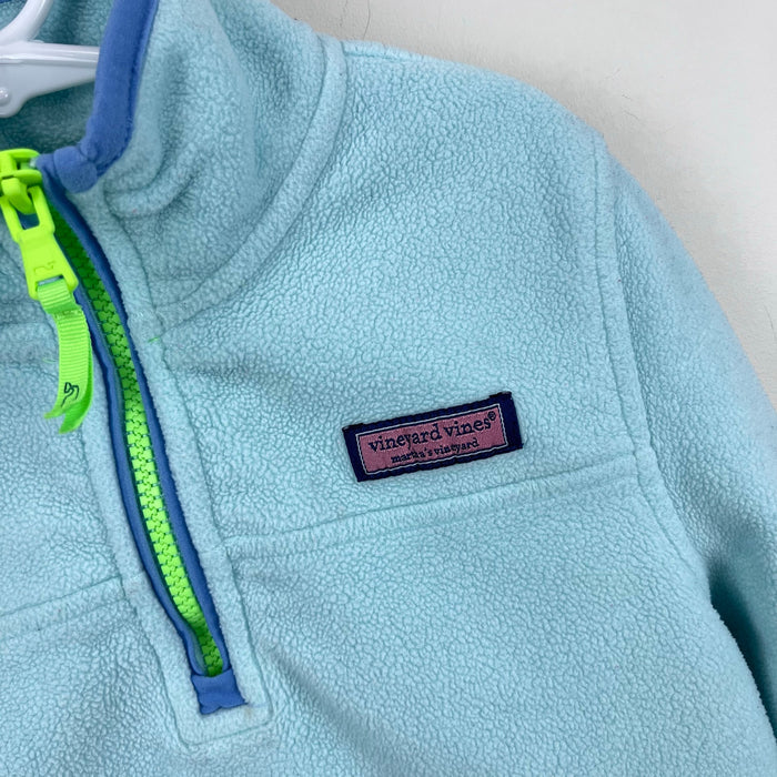 Vineyard Vines Girls' Harbor Fleece Glow 1/2 Zip Crystal Blue Heather M 10-12