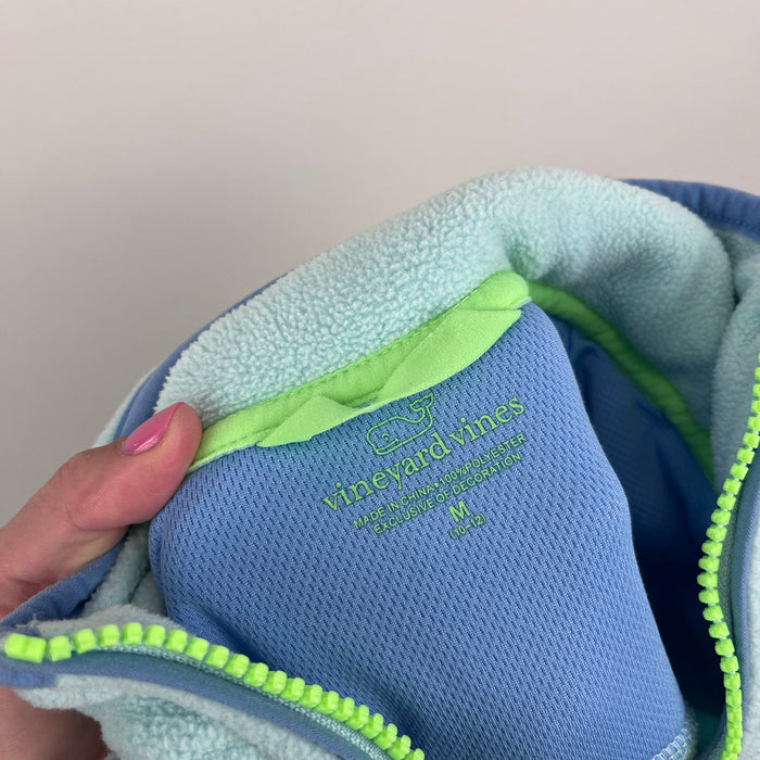 Vineyard Vines Girls' Harbor Fleece Glow 1/2 Zip Crystal Blue Heather M 10-12