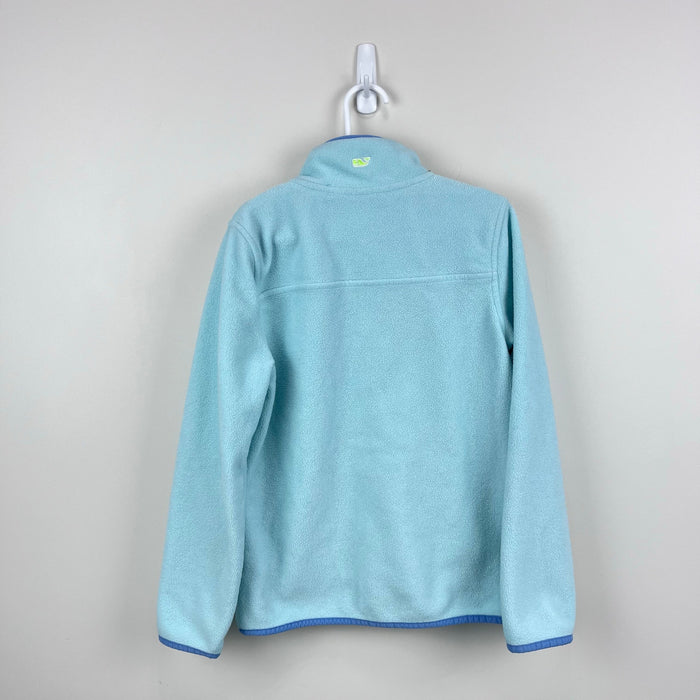 Vineyard Vines Girls' Harbor Fleece Glow 1/2 Zip Crystal Blue Heather M 10-12