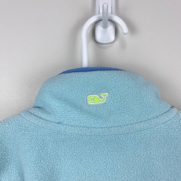 Vineyard Vines Girls' Harbor Fleece Glow 1/2 Zip Crystal Blue Heather M 10-12