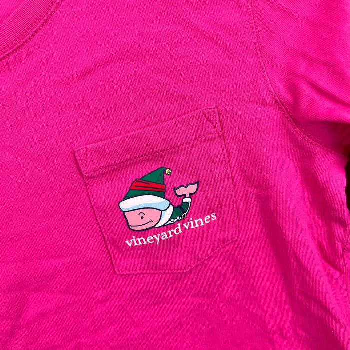 Vineyard Vines Girls Long Sleeve Elf Whale Pocket Tee Shirt M 10-12