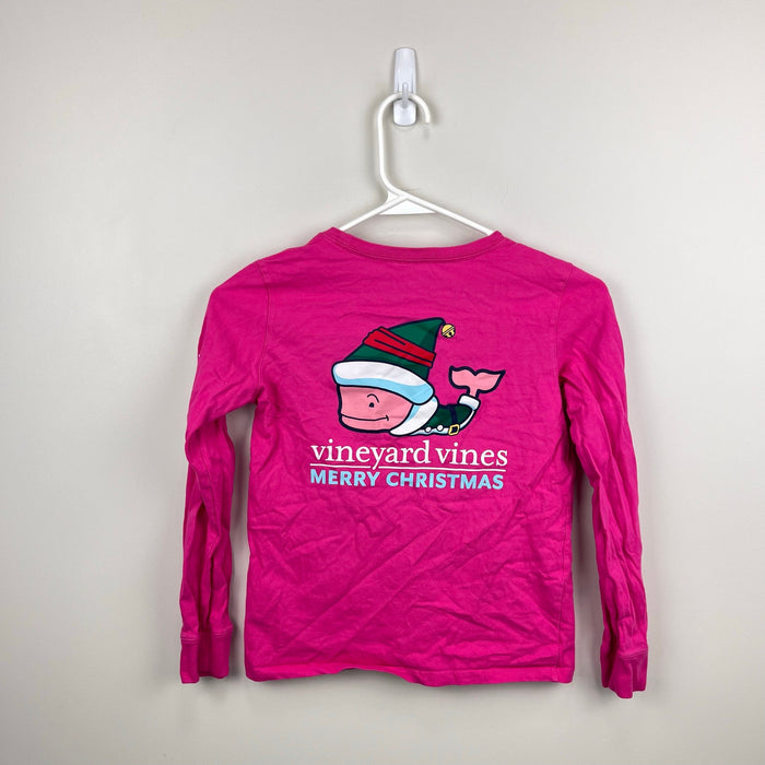 Vineyard Vines Girls Long Sleeve Elf Whale Pocket Tee Shirt M 10-12
