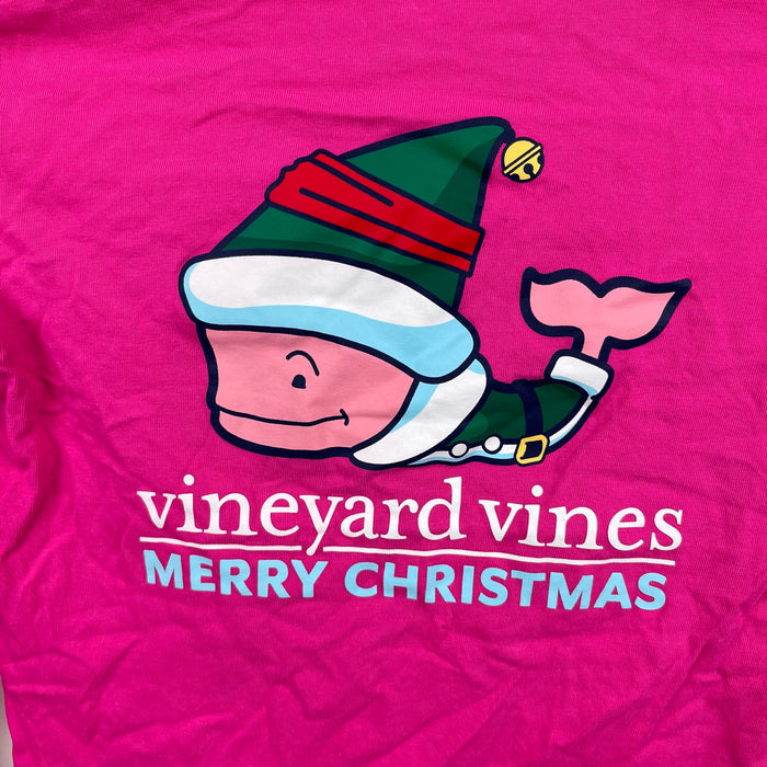 Vineyard Vines Girls Long Sleeve Elf Whale Pocket Tee Shirt M 10-12