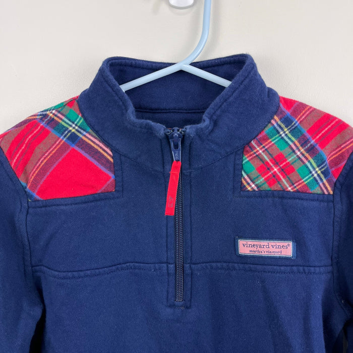 Vineyard Vines Girls Navy Blue Festive Plaid Shep Shirt S 7-8