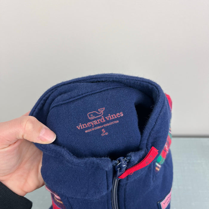 Vineyard Vines Girls Navy Blue Festive Plaid Shep Shirt S 7-8