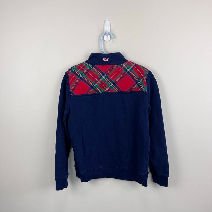 Vineyard Vines Girls Navy Blue Festive Plaid Shep Shirt S 7-8