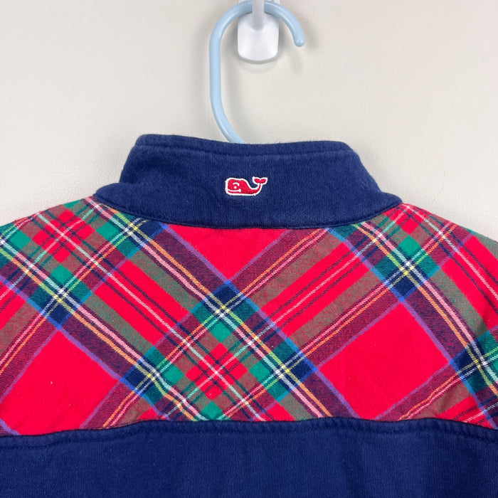 Vineyard Vines Girls Navy Blue Festive Plaid Shep Shirt S 7-8