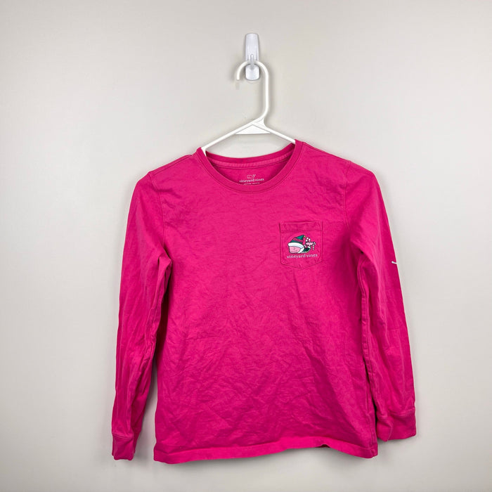 Vineyard Vines Girls North Pole Elf Whale Long Sleeve Pocket Tee Shirt