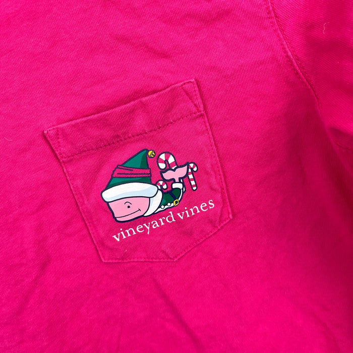 Vineyard Vines Girls North Pole Elf Whale Long Sleeve Pocket Tee Shirt