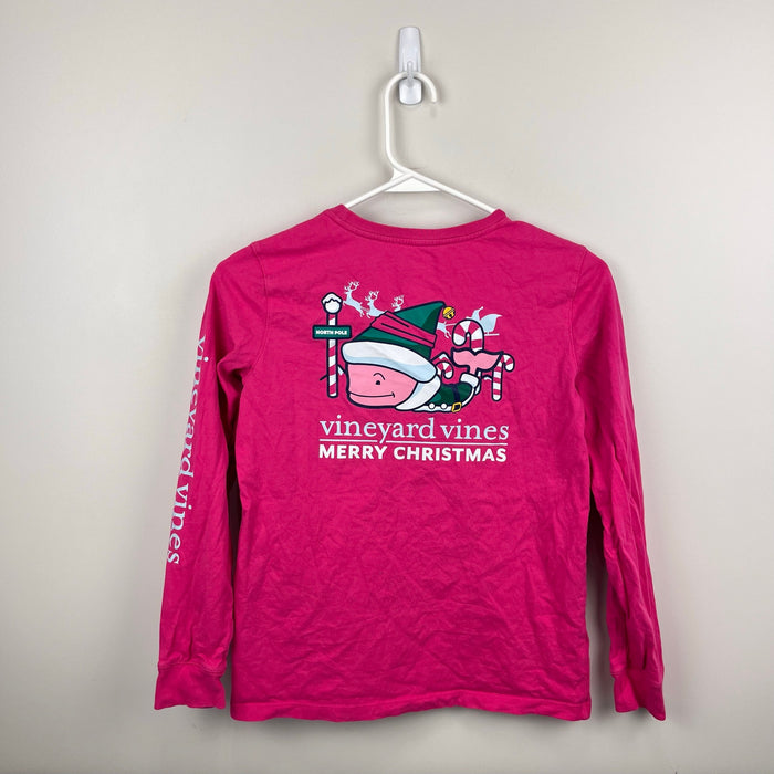 Vineyard Vines Girls North Pole Elf Whale Long Sleeve Pocket Tee Shirt