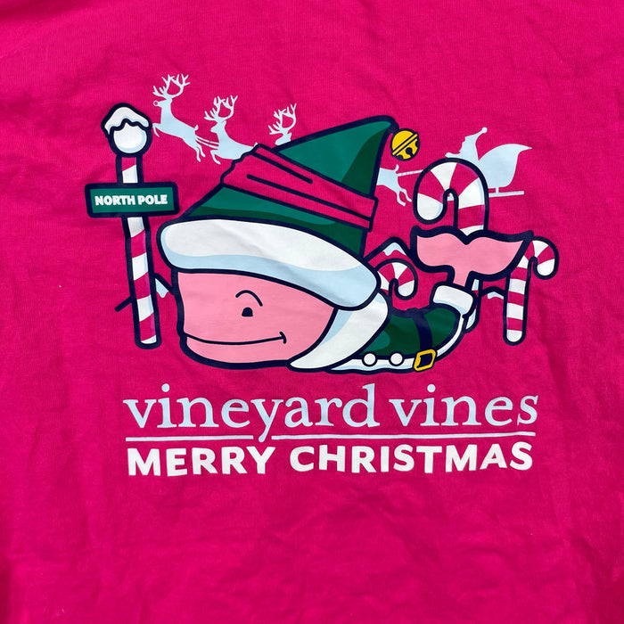 Vineyard Vines Girls North Pole Elf Whale Long Sleeve Pocket Tee Shirt