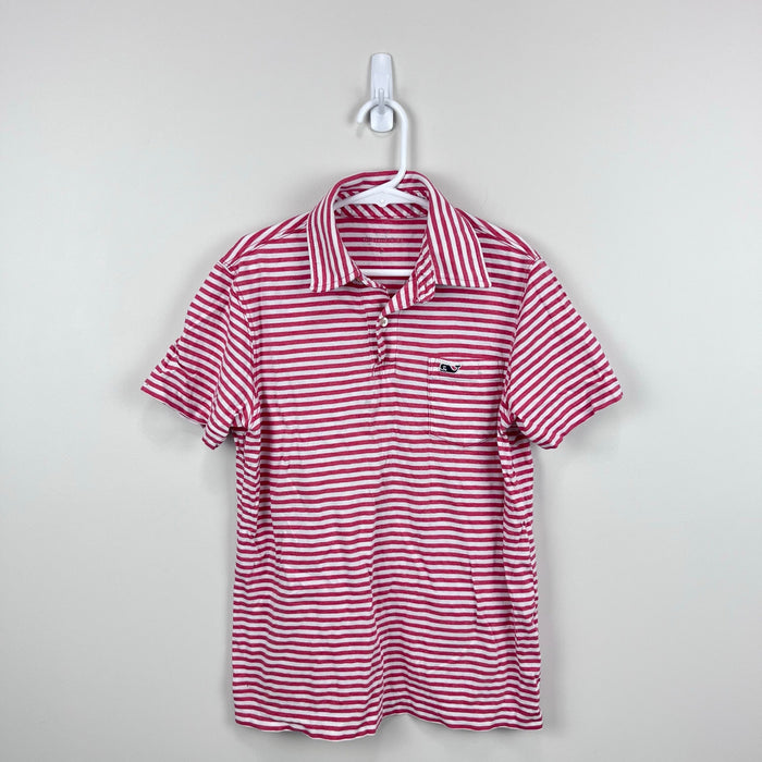 Vineyard Vines Red & White Striped Polo Shirt S 8-10