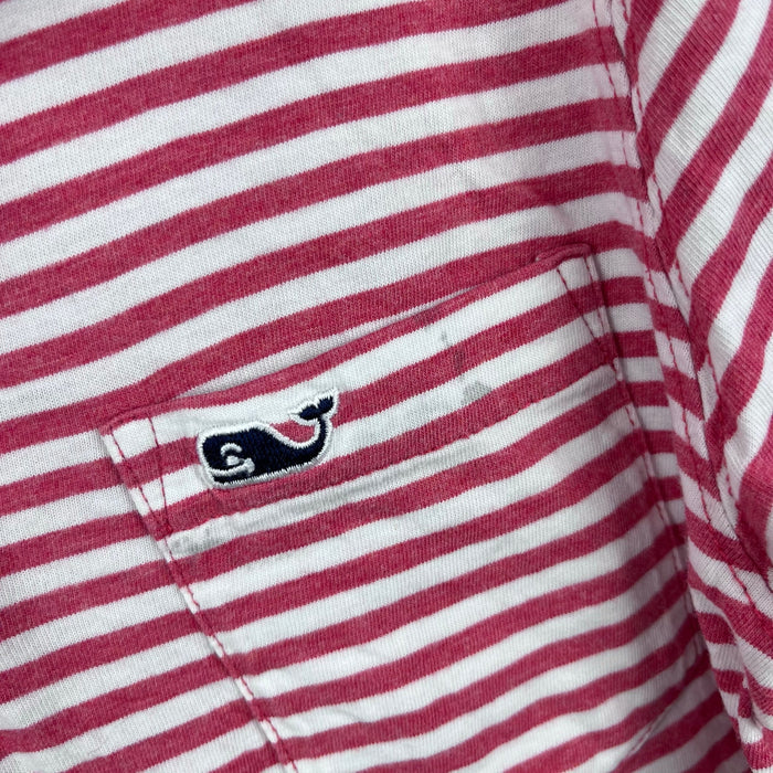 Vineyard Vines Red & White Striped Polo Shirt S 8-10