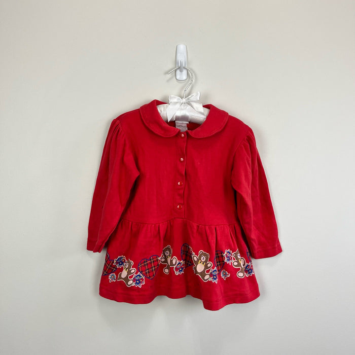 Vintage After the Stork Red Teddy Bear Dress 24 Months