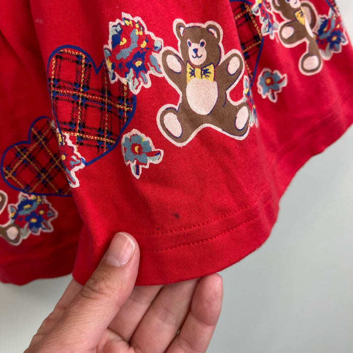 Vintage After the Stork Red Teddy Bear Dress 24 Months