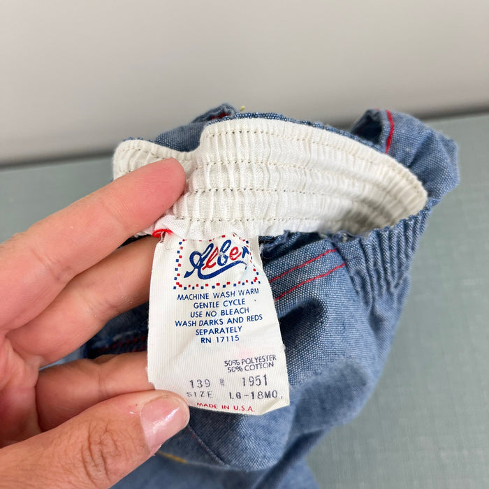 Vintage Alben Chambray Turtle Overalls 18 Months USA