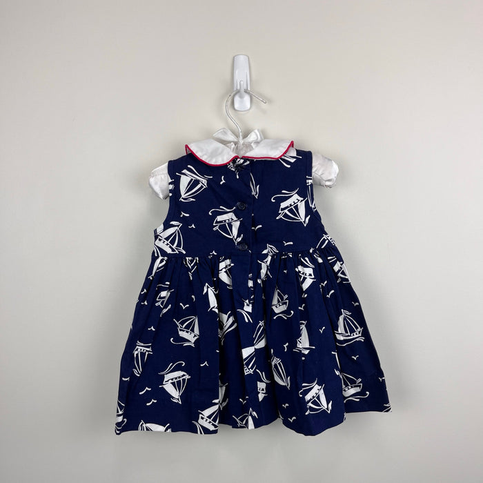 Vintage Alexis Navy Blue Sailboat Boat Dress 12 Months USA