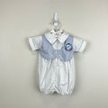 Vintage Alexis White Blue Bubble Romper Newborn