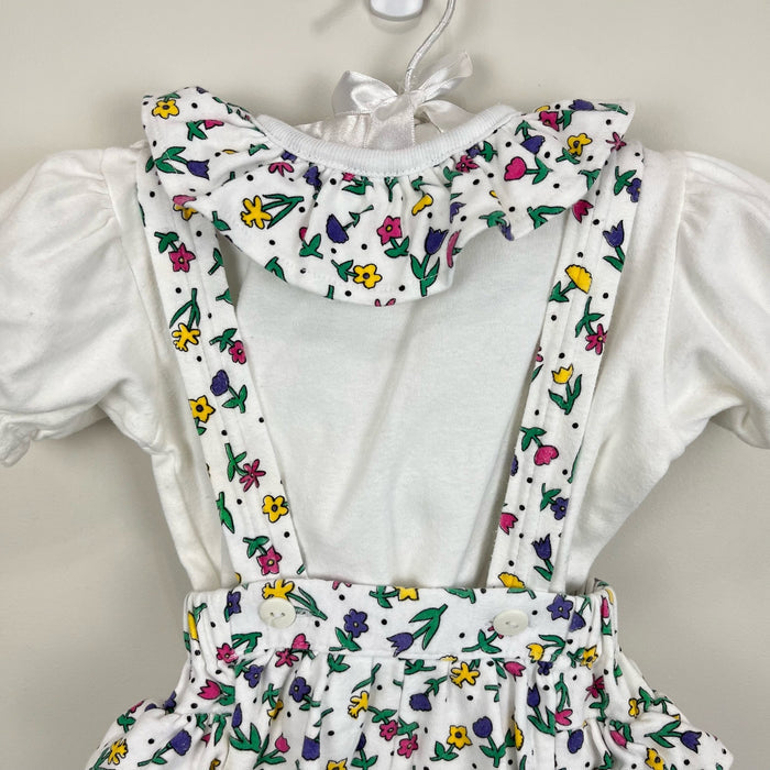 Vintage All Mine Floral Ruffle Shortall Romper Set 24 Months