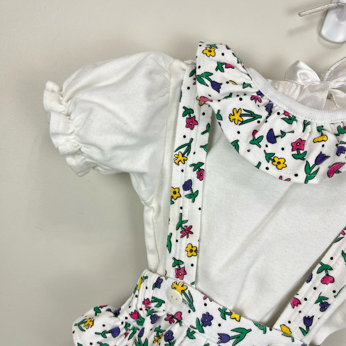 Vintage All Mine Floral Ruffle Shortall Romper Set 24 Months