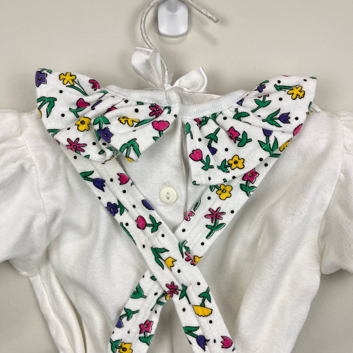 Vintage All Mine Floral Ruffle Shortall Romper Set 24 Months