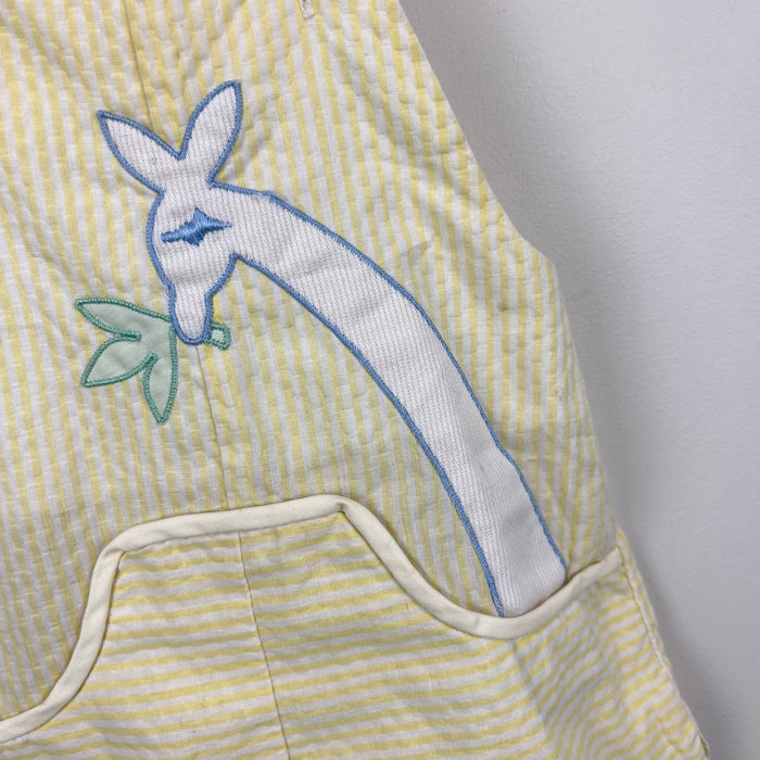 Vintage All Mine Yellow Seersucker Stripe Giraffe Applique Shortall Romper 12 Months