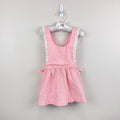 Vintage Bee Mine Pink Seersuck Stripe Lace Ruffle Pinafore Dress 3T
