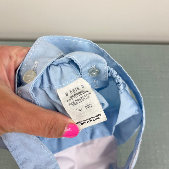 Vintage Blue Bunny Bib Sunsuit Romper Newborn