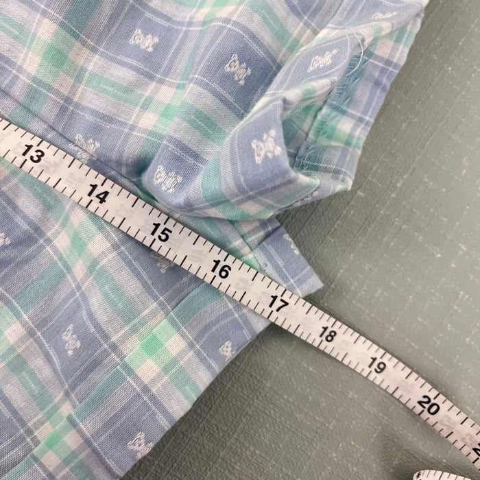 Vintage Blue Green Plaid Teddy Bear Suspender Shorts 18 Months USA