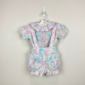 Vintage Broadway Kids Pastel Floral Ruffle Shirt & Suspenders Set 18 Months
