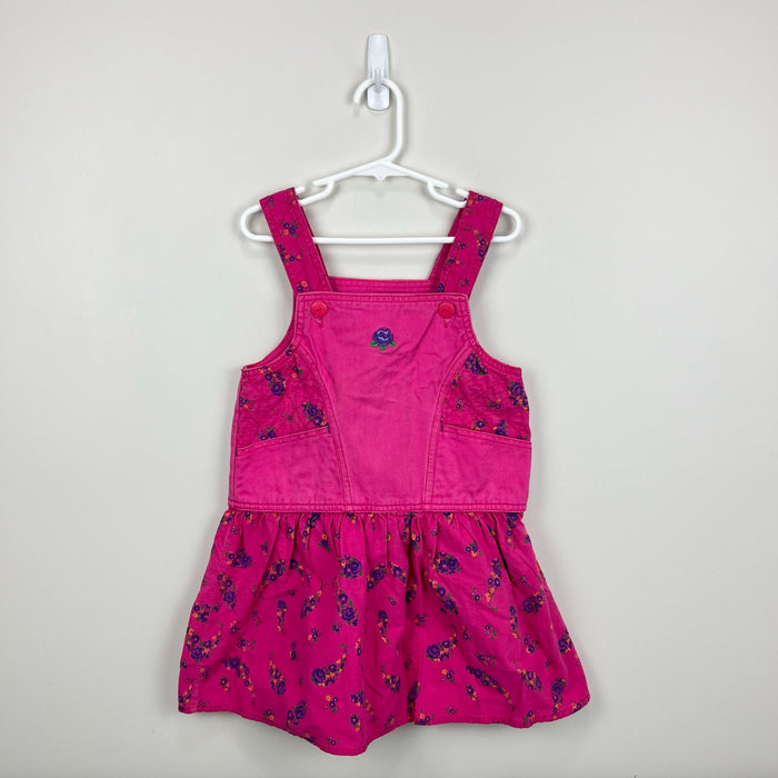 Vintage Calabash Pink Floral Denim Jumper Dress 5T