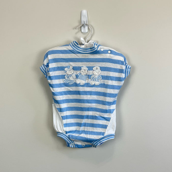 Vintage Carter's Blue Striped Sailor Romper 9 Months USA