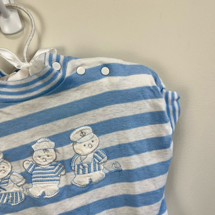 Vintage Carter's Blue Striped Sailor Romper 9 Months USA