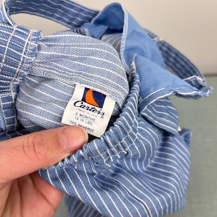 Vintage Carter's Blue Striped Tiger Car Overalls 6 Months USA