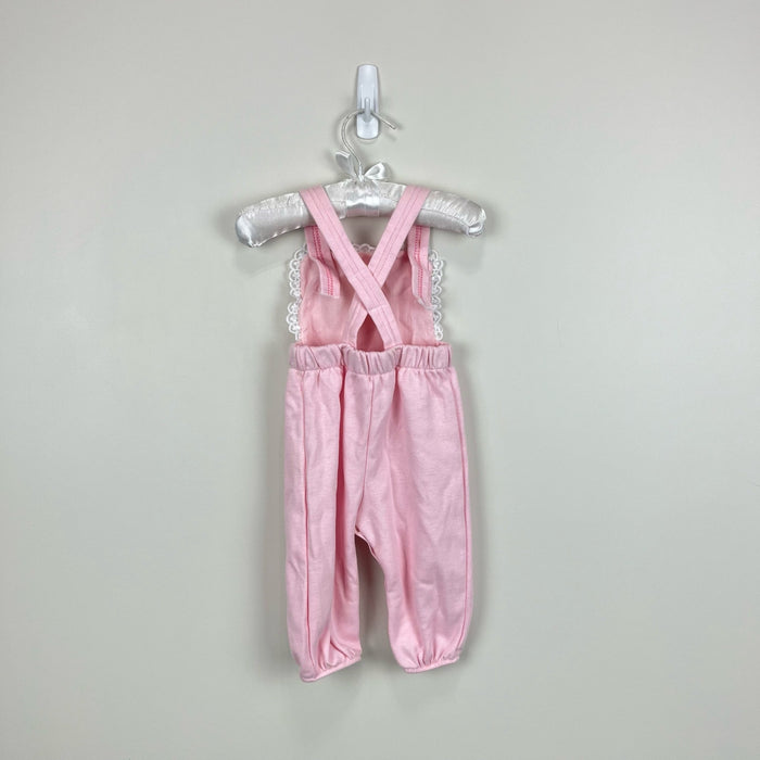 Vintage Carter's Soft Pink Bunny Cat Overalls 9 Months USA
