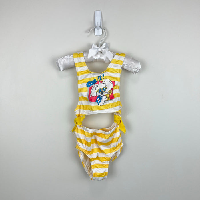 Vintage Carter's Yellow Striped Cool It! Koala Bathing Suit 5T USA