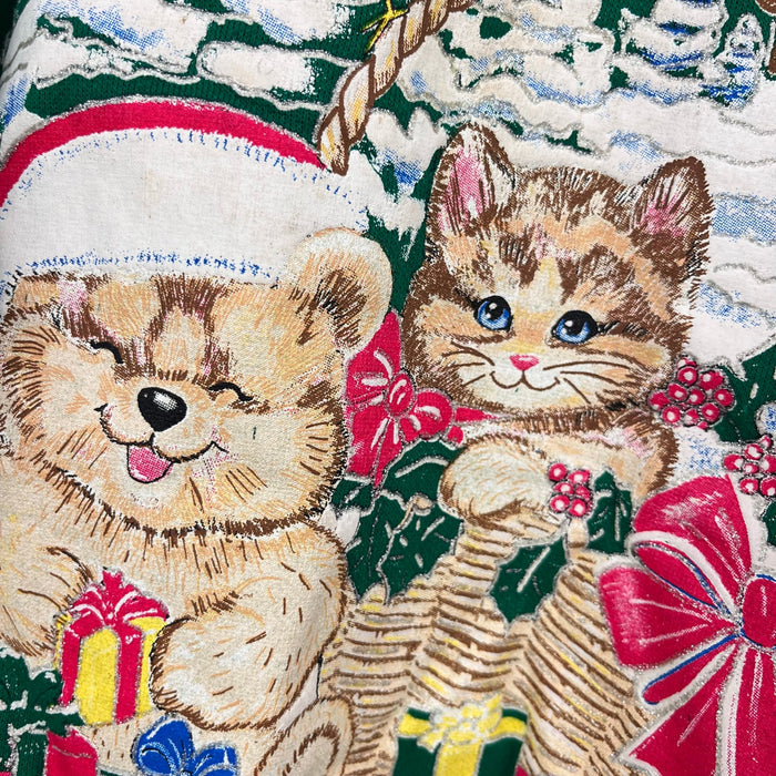 Vintage Classic Blues Christmas Cats Sweatshirt 7/8 USA