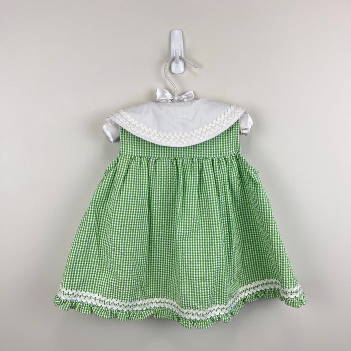 Vintage Cradle Togs Green Seersucker Balloon Butterfly Dress 18 Months