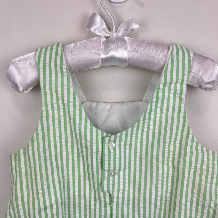 Vintage Cradlecraft Green Seersucker Stripe Applique Caterpillar Romper 24 Months