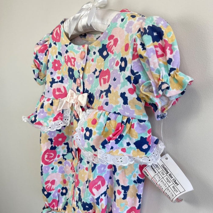 Vintage Cuddle Towne Floral Romper 18 Months NWT