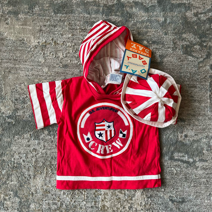 Vintage Day Baby Sportswear Red Striped Outfit 12 Months NWT