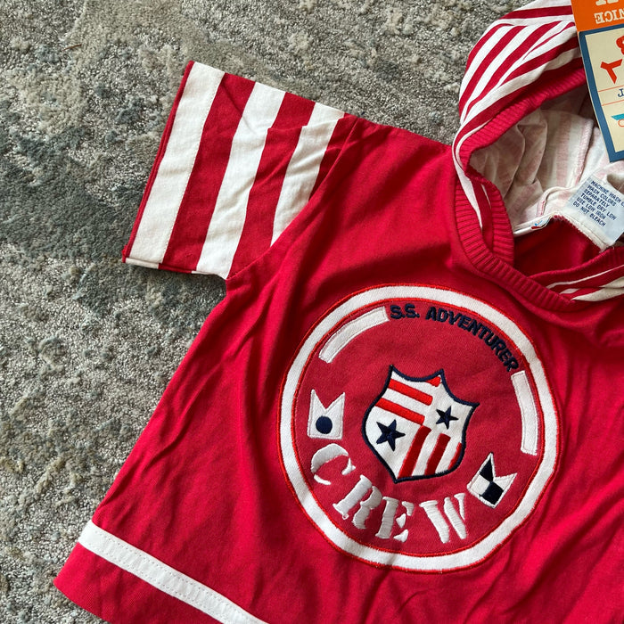 Vintage Day Baby Sportswear Red Striped Outfit 12 Months NWT