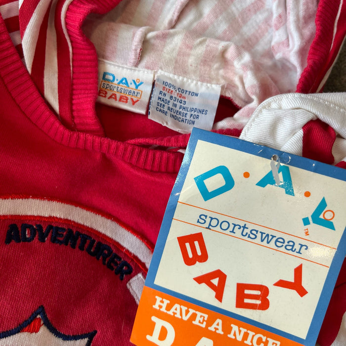 Vintage Day Baby Sportswear Red Striped Outfit 12 Months NWT
