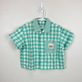 Vintage Esprit Kids D'Amor Green Plaid Button Up Collared Shirt 7-8