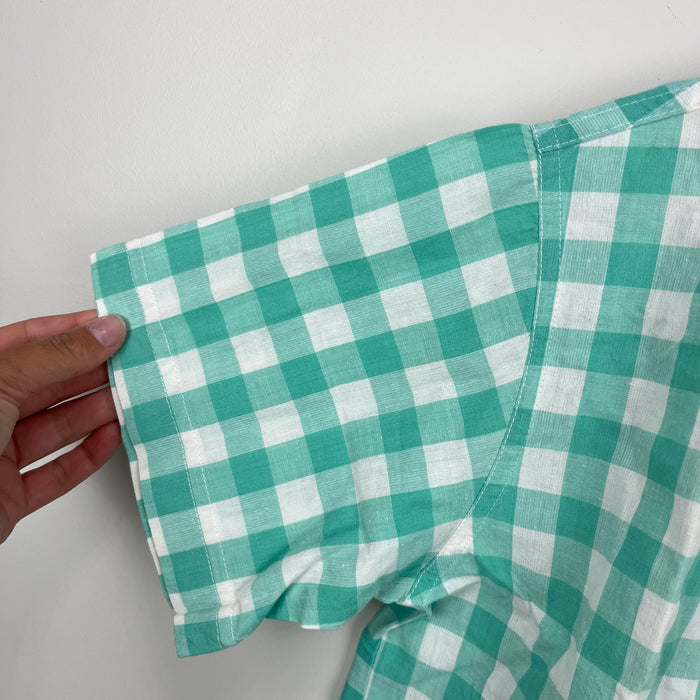 Vintage Esprit Kids D'Amor Green Plaid Button Up Collared Shirt 7-8