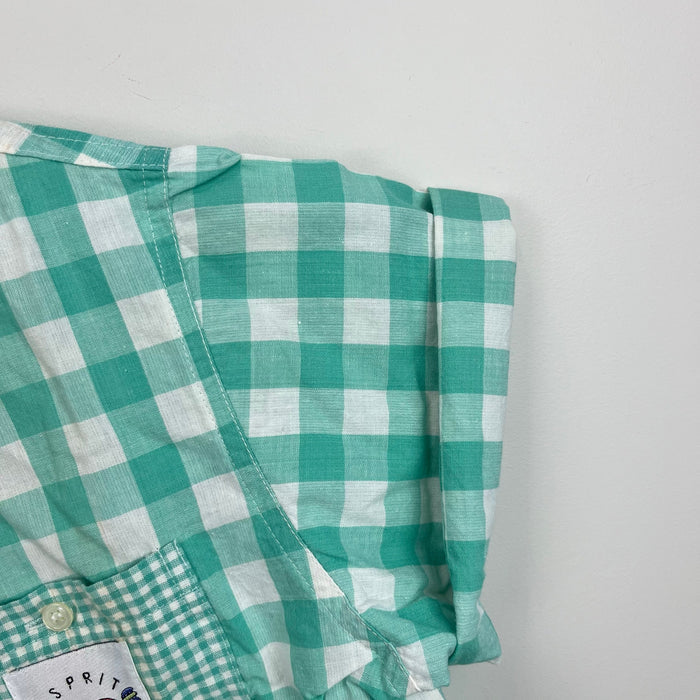 Vintage Esprit Kids D'Amor Green Plaid Button Up Collared Shirt 7-8