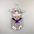 Vintage Fisher Price Kidswear Rainbow Stripe Sailor Bear Sunsuit Romper 12 Months