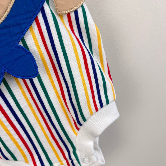 Vintage Fisher Price Kidswear Rainbow Stripe Sailor Bear Sunsuit Romper 12 Months