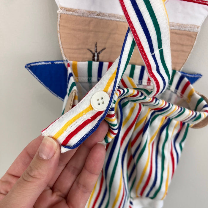 Vintage Fisher Price Kidswear Rainbow Stripe Sailor Bear Sunsuit Romper 12 Months